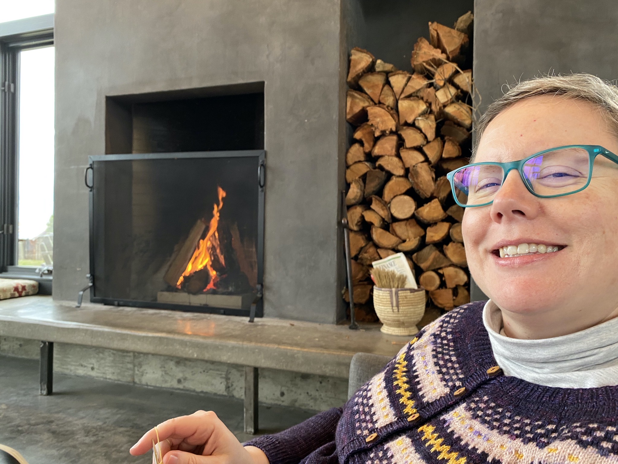 COR Cellars by fireplace