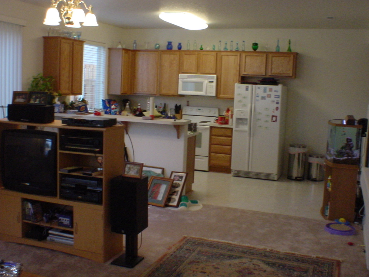 Living, dining, kitchen