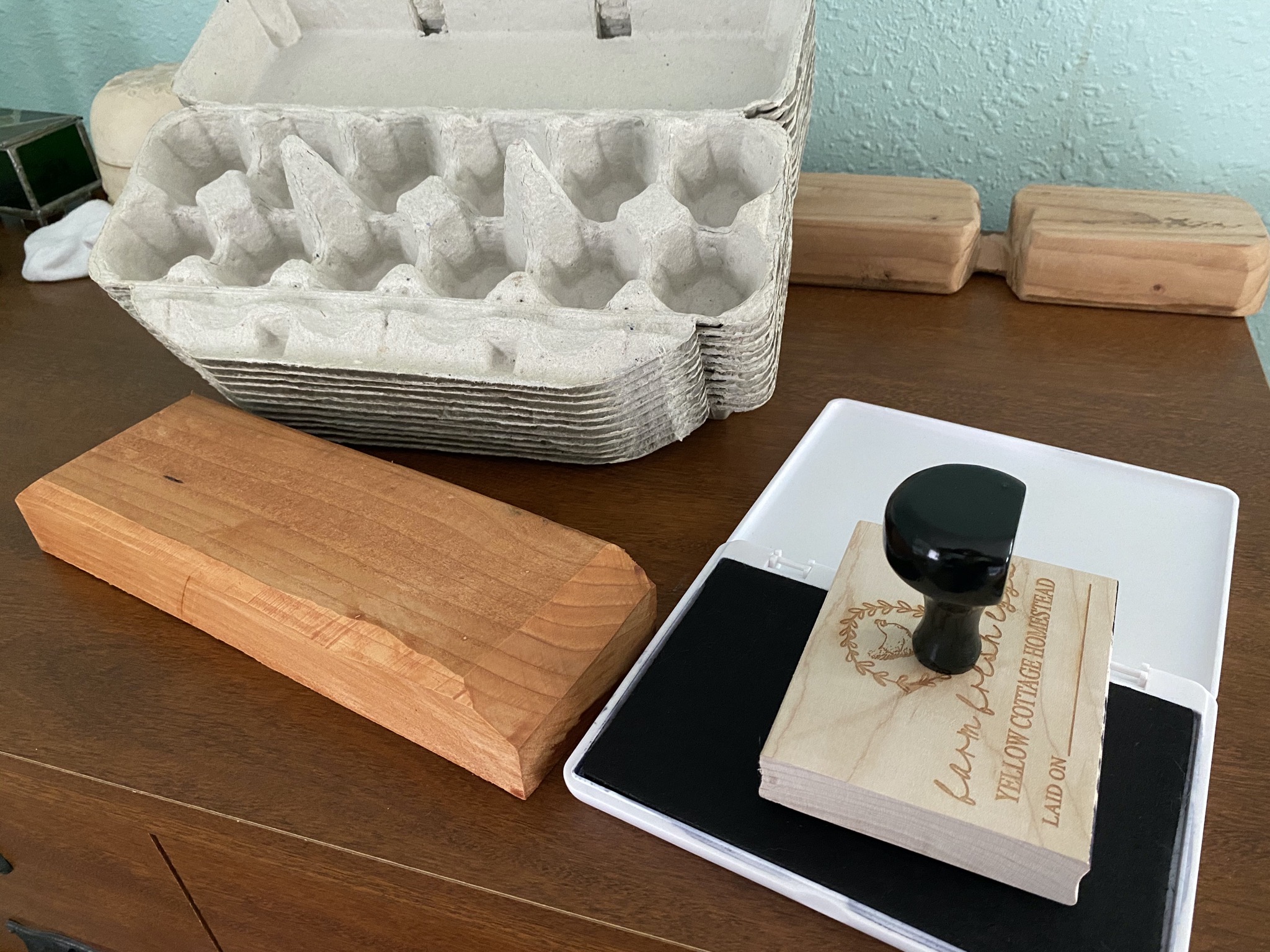Egg cartons, block, stamp