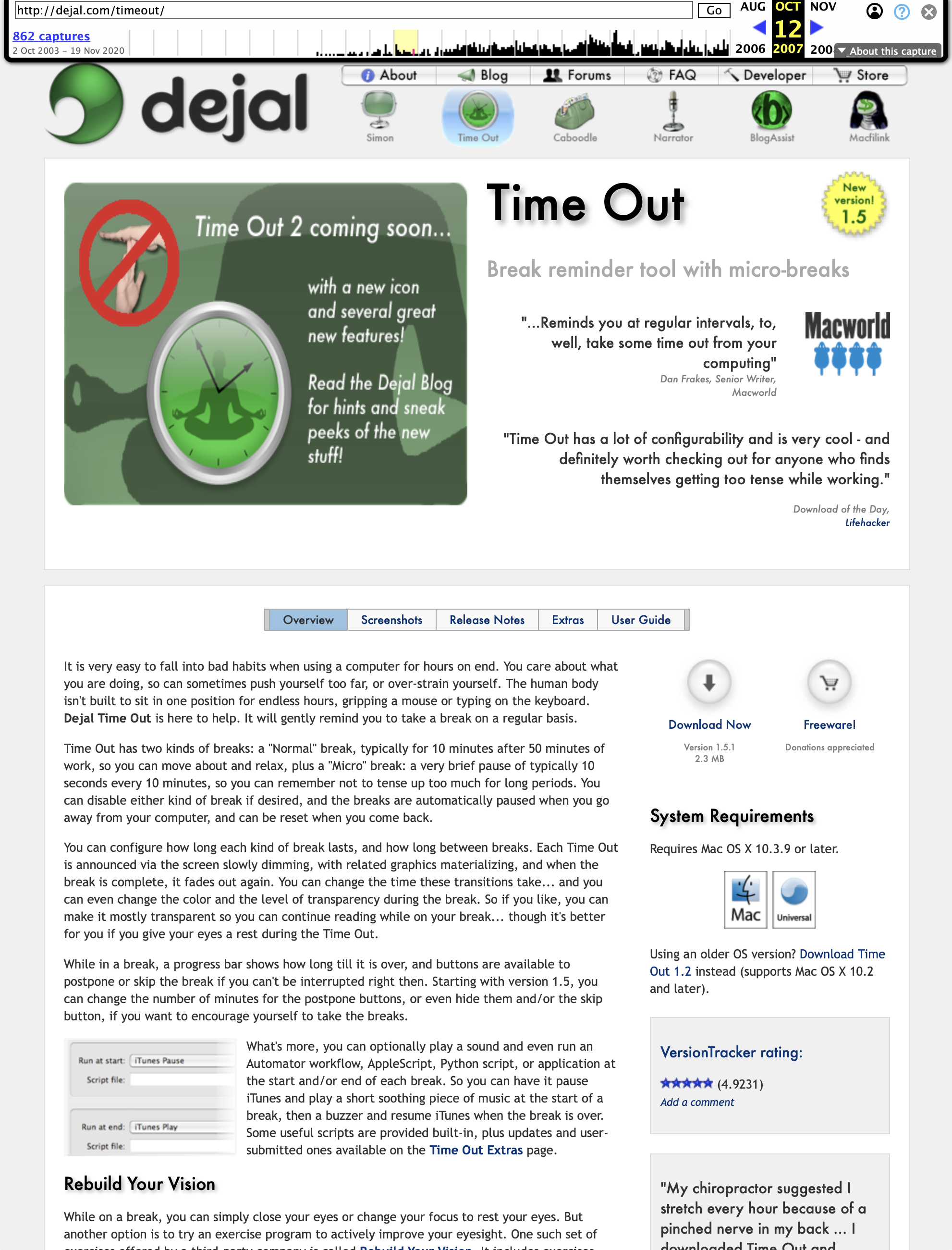 Time Out page from 2007
