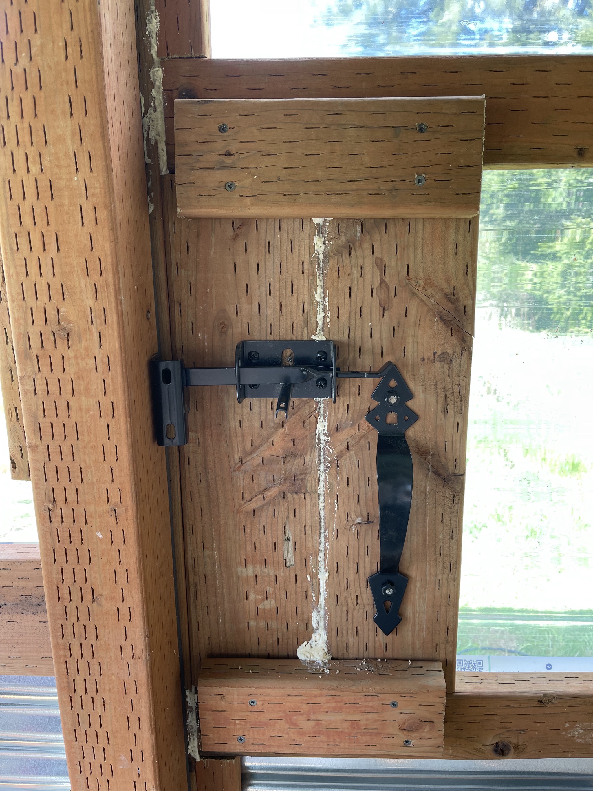 Handle on inside of door