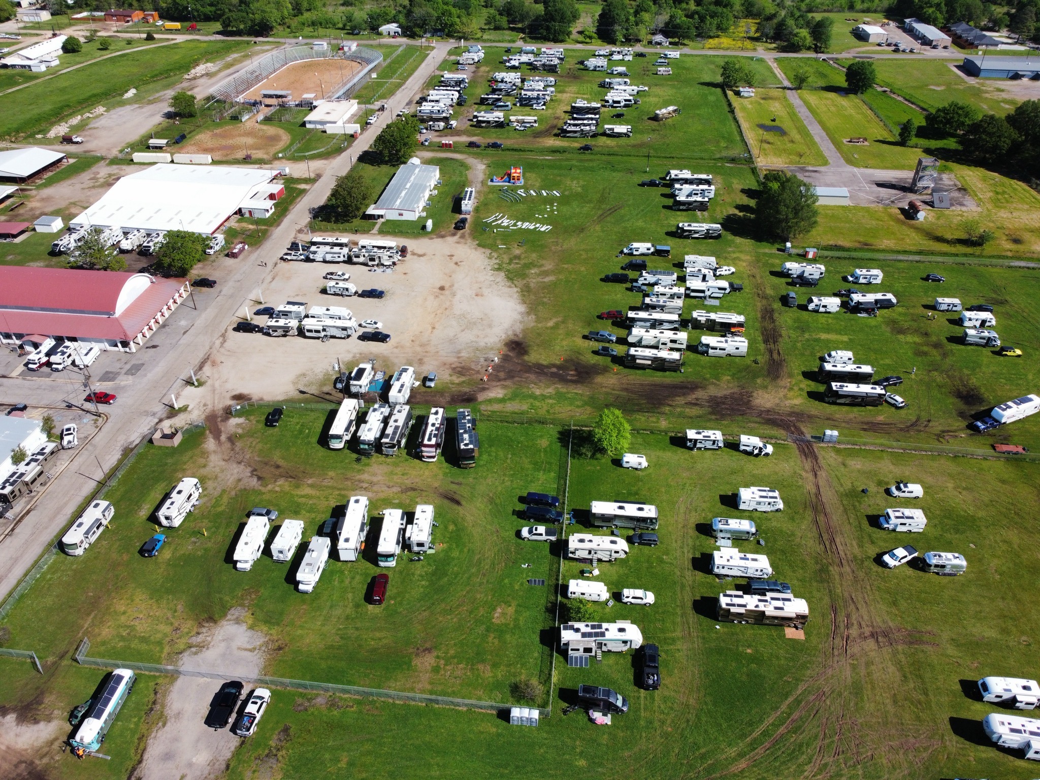 Aerial view of RV rally
