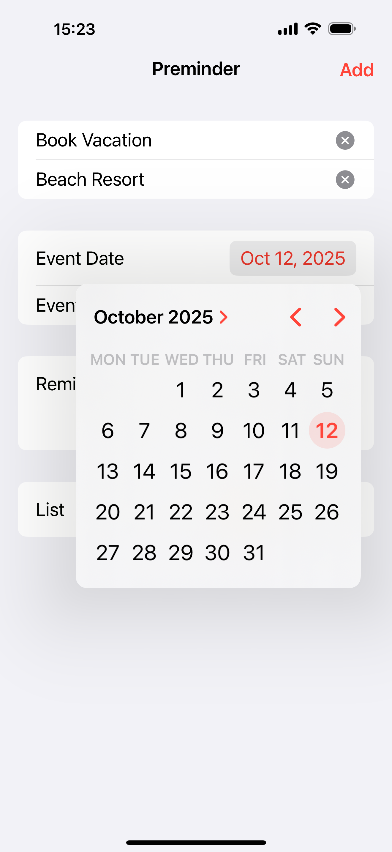 Event date