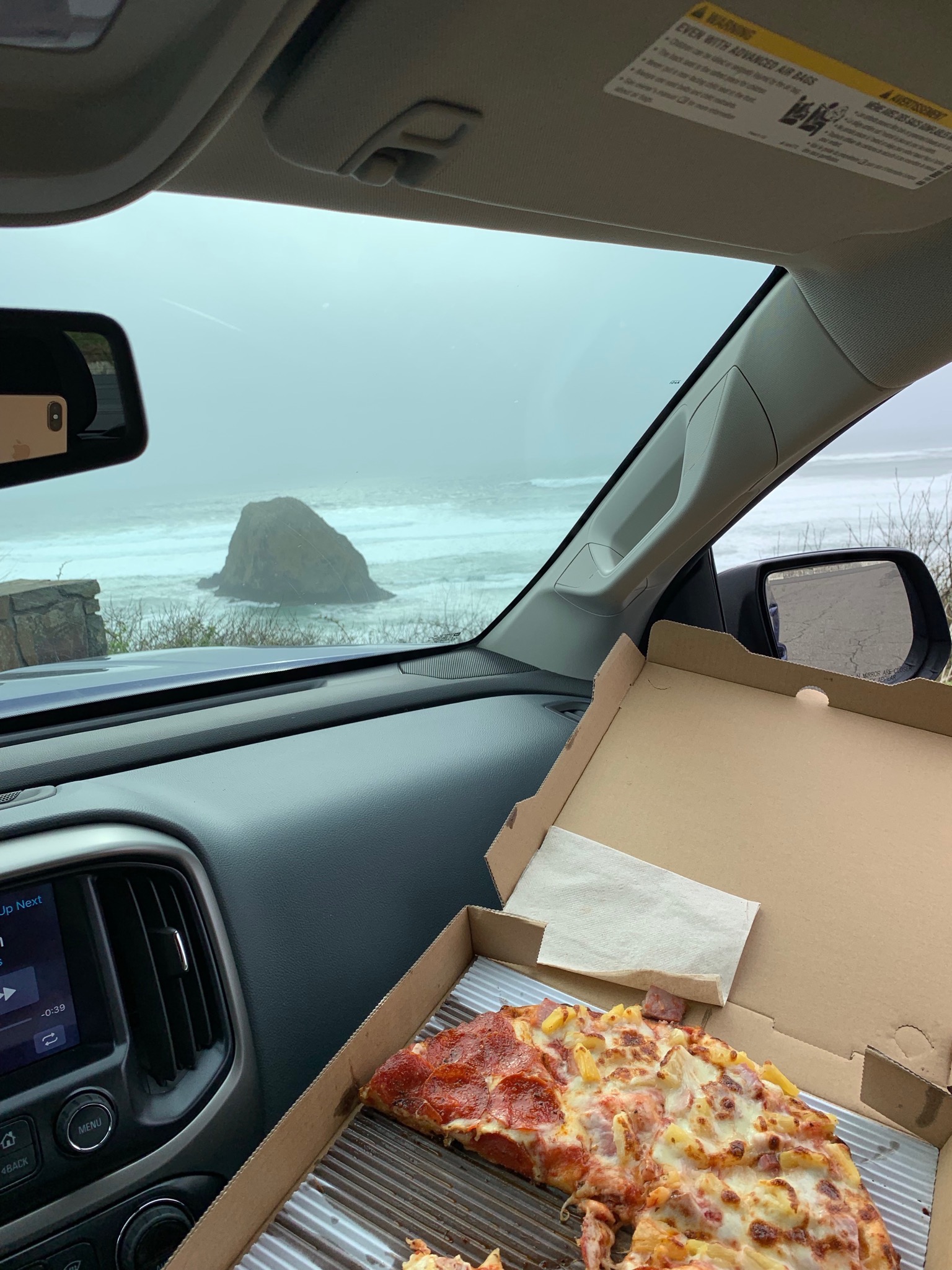 Pizza at a lookout