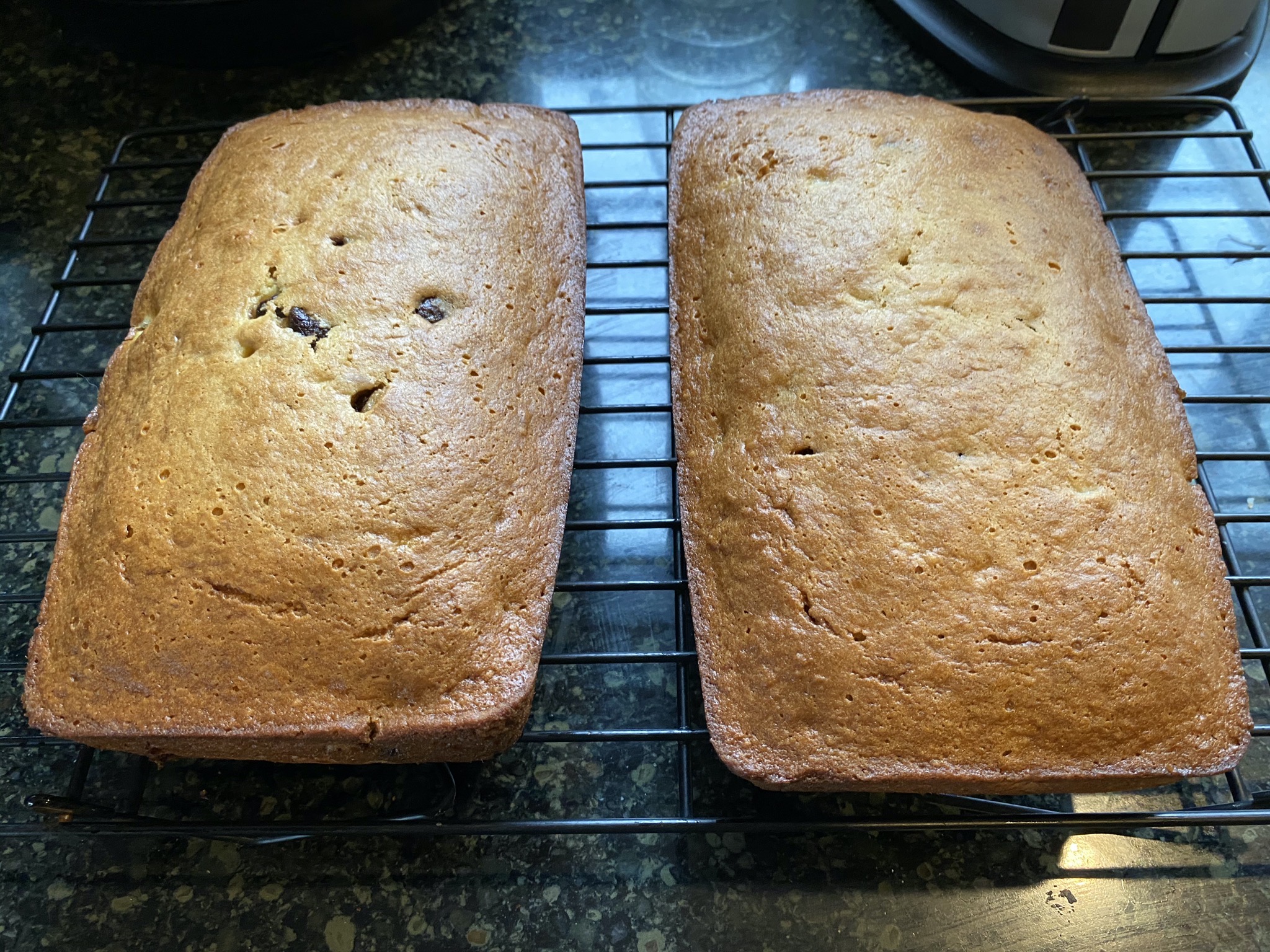 Banana bread cooling