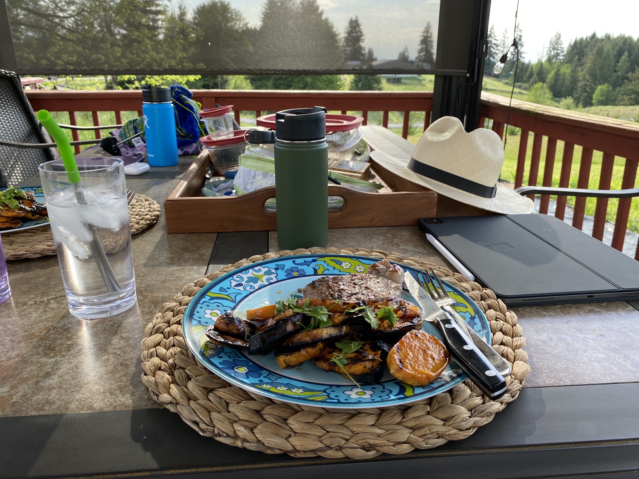 BBQ steak and sweet potatoes