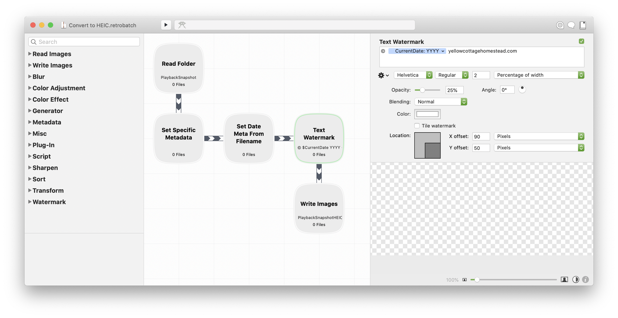 Convert to HEIC workflow