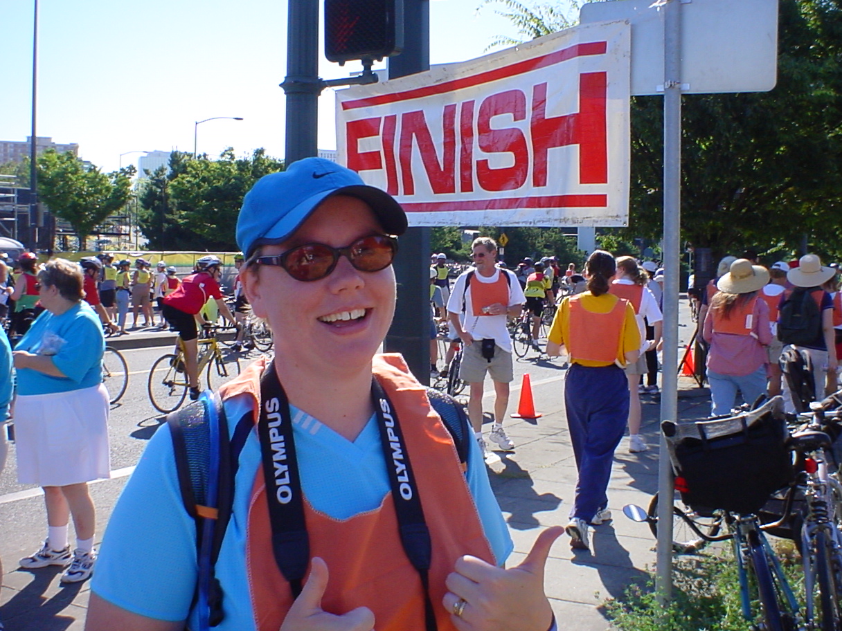 Jenn at finish of Bridge Stride