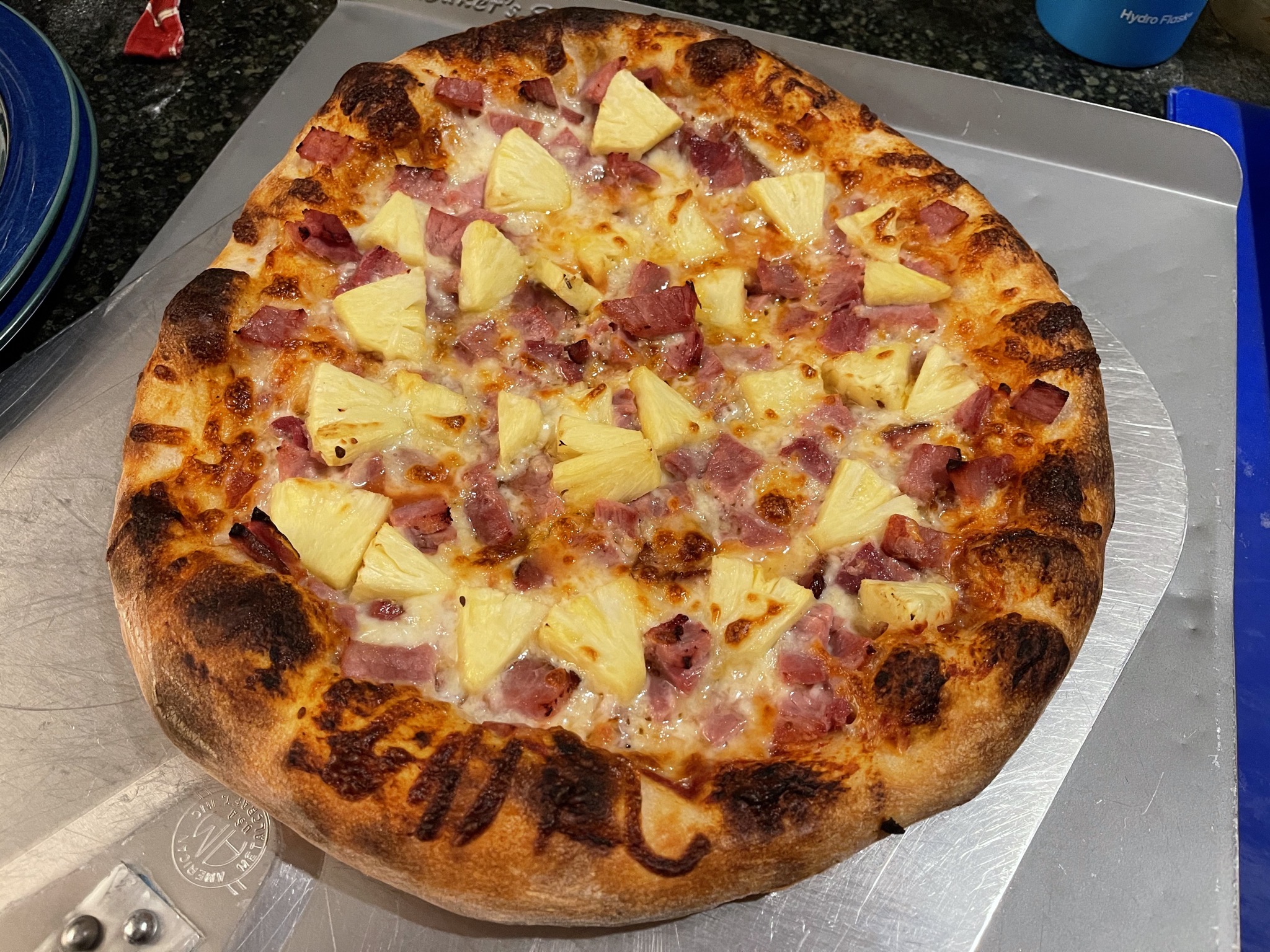 Ham and pineapple pizza