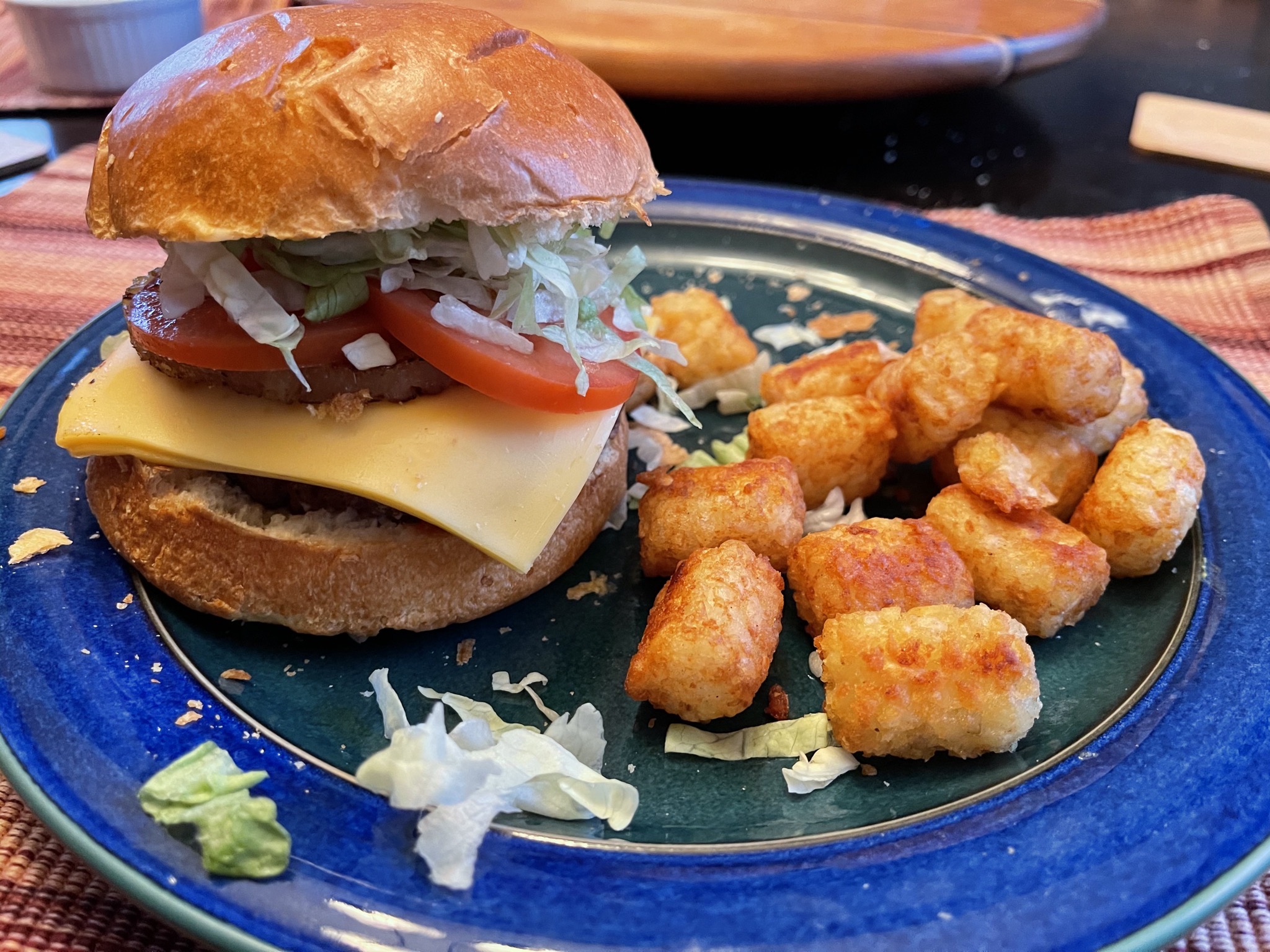 Burger and tots
