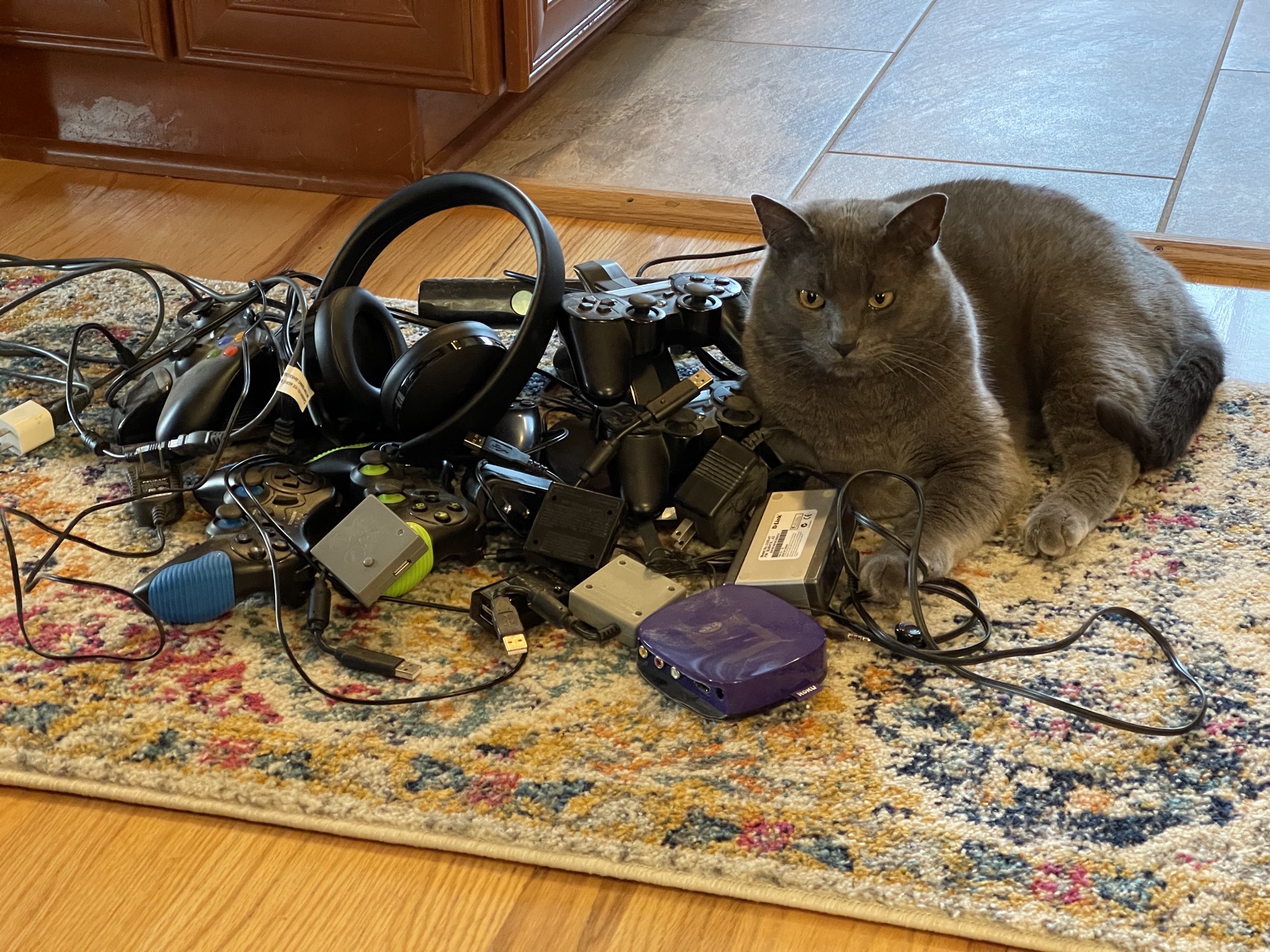 Paladin with a pile of electronics detritus