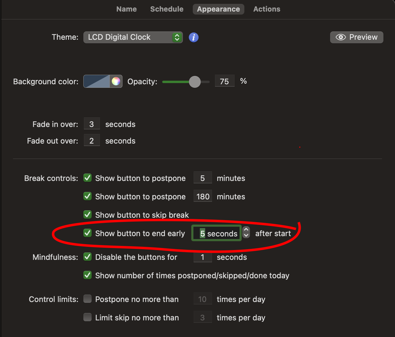 End early option