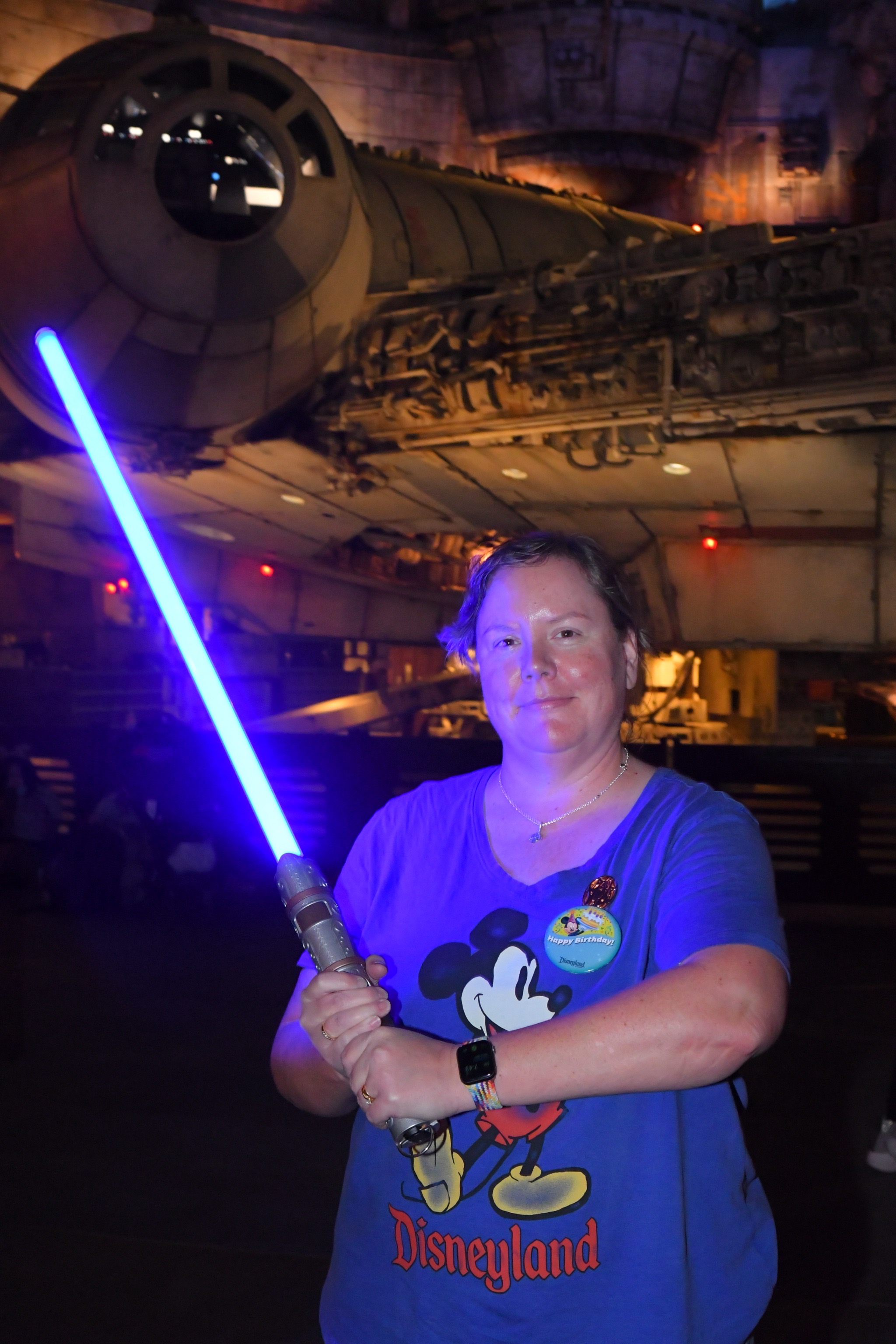 Jenn with her lightsaber
