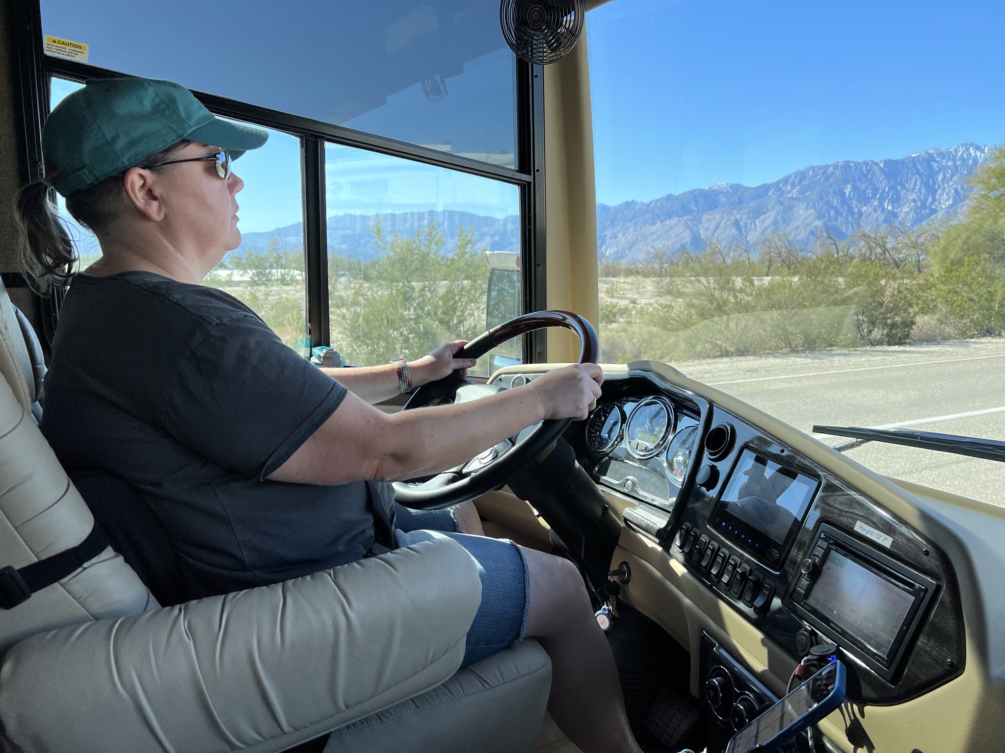 Jenn driving our coach