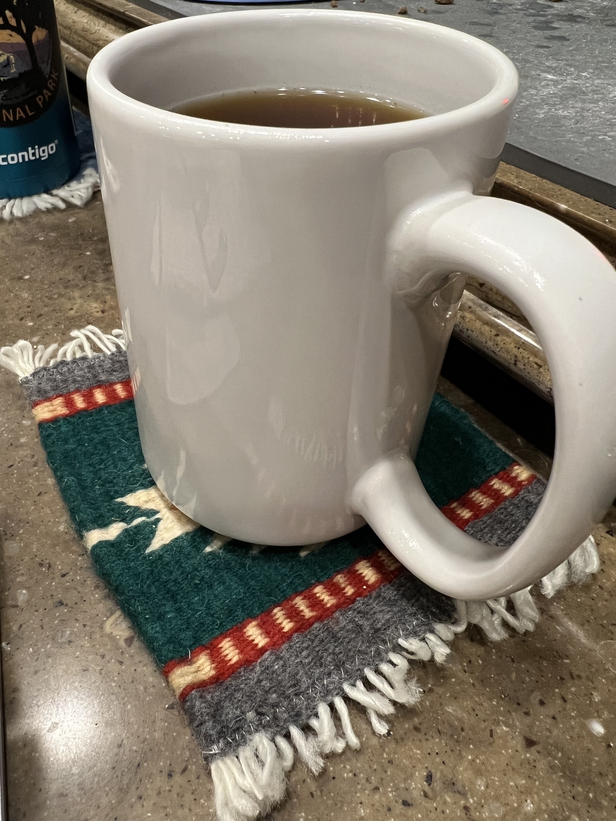 Coffee on woolen coaster