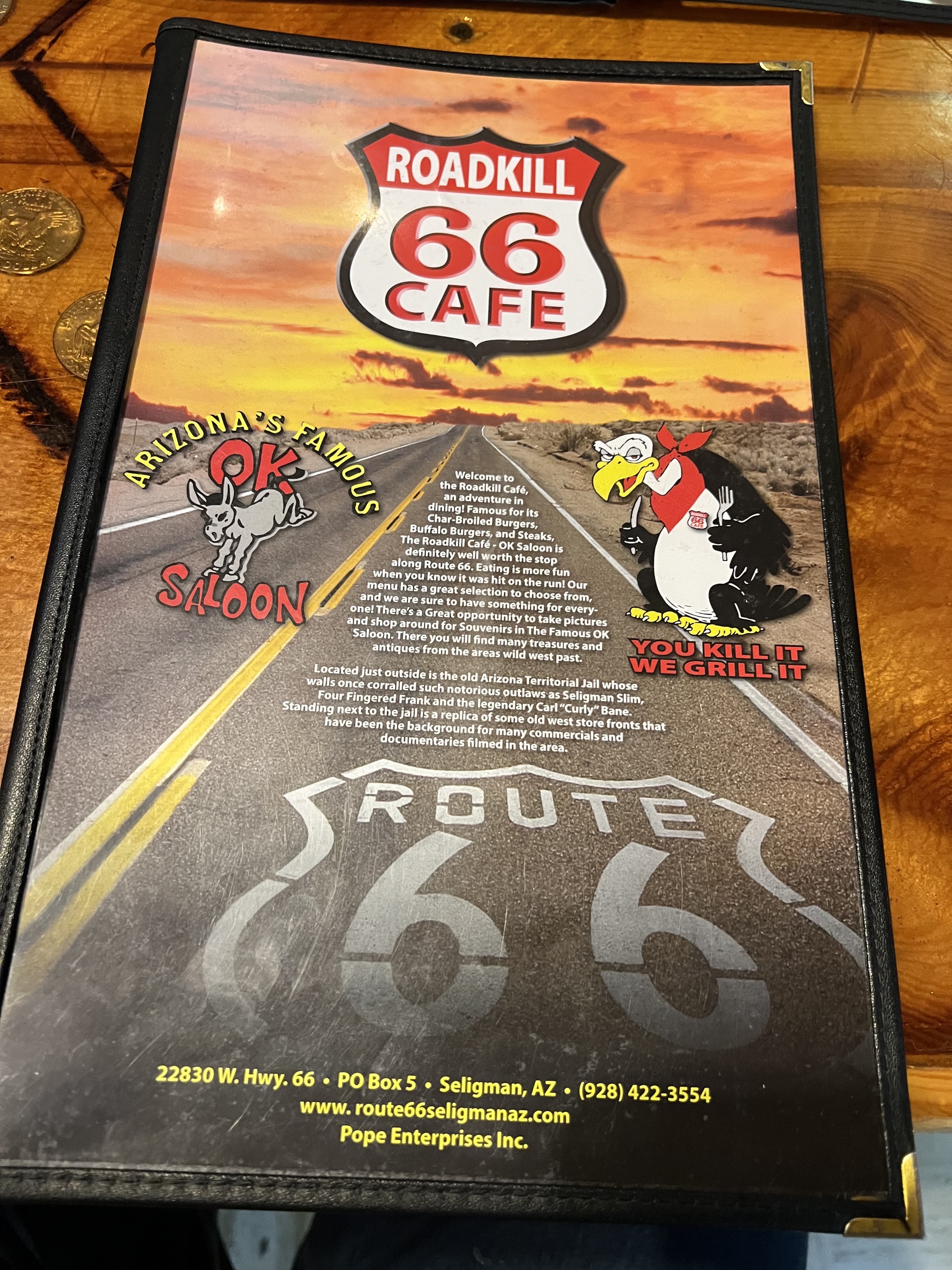 Roadkill Cafe menu