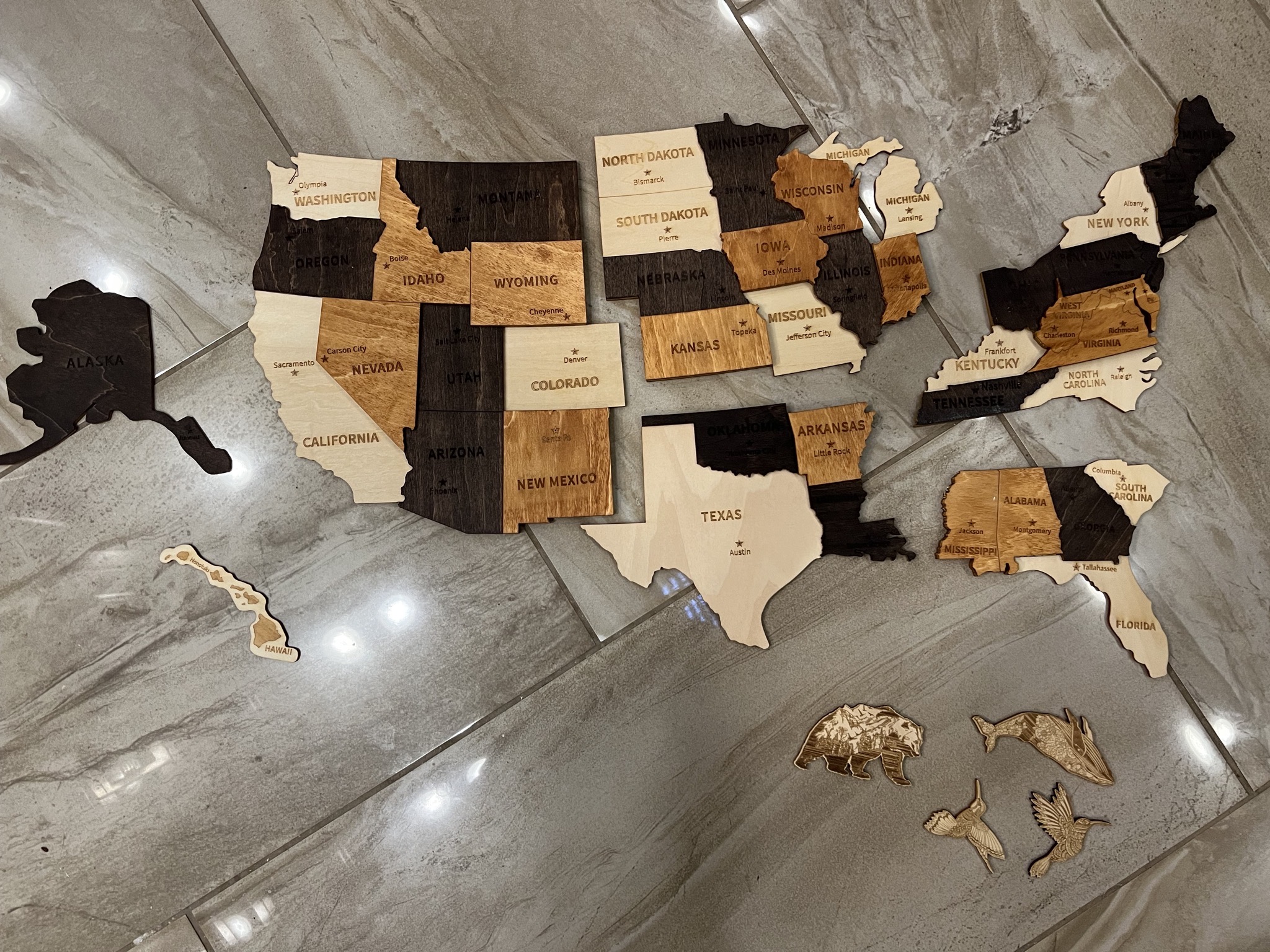 Wooden US map