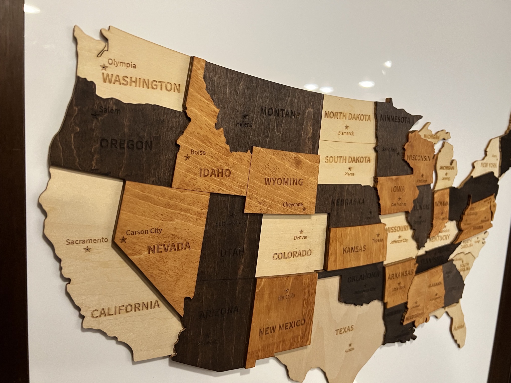 Wooden US map