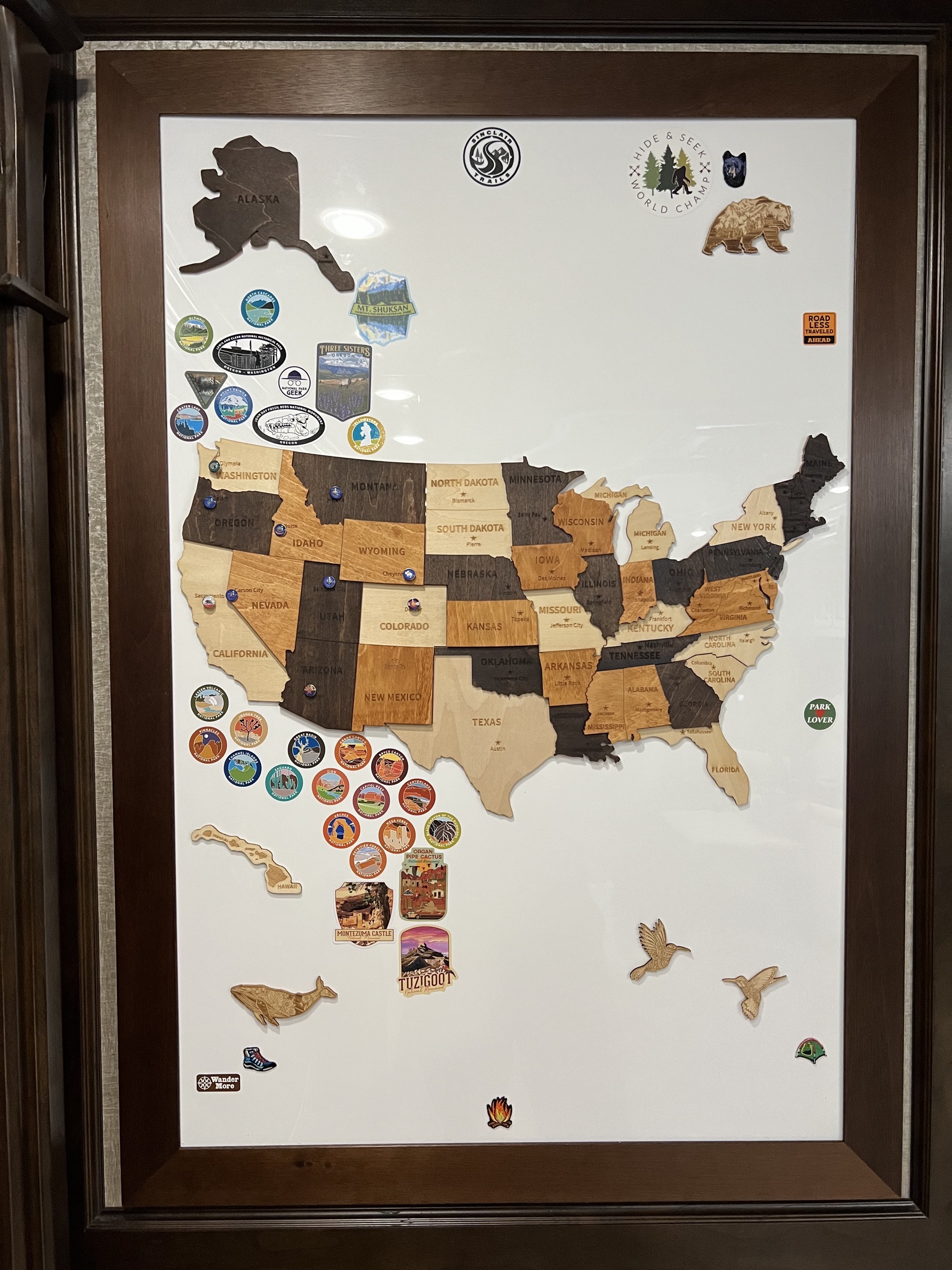 Wooden US map and stickers