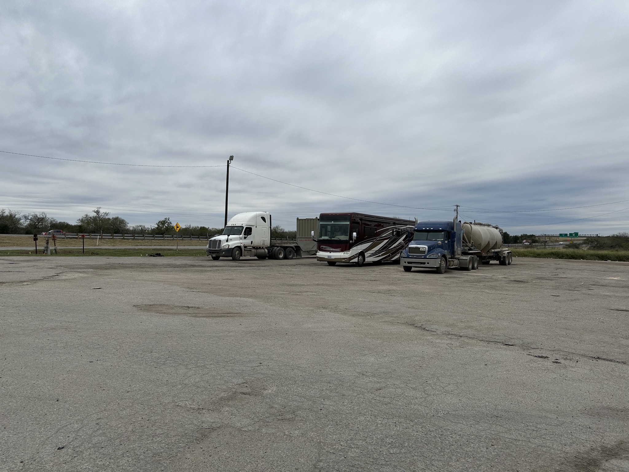 Coach parked for lunch