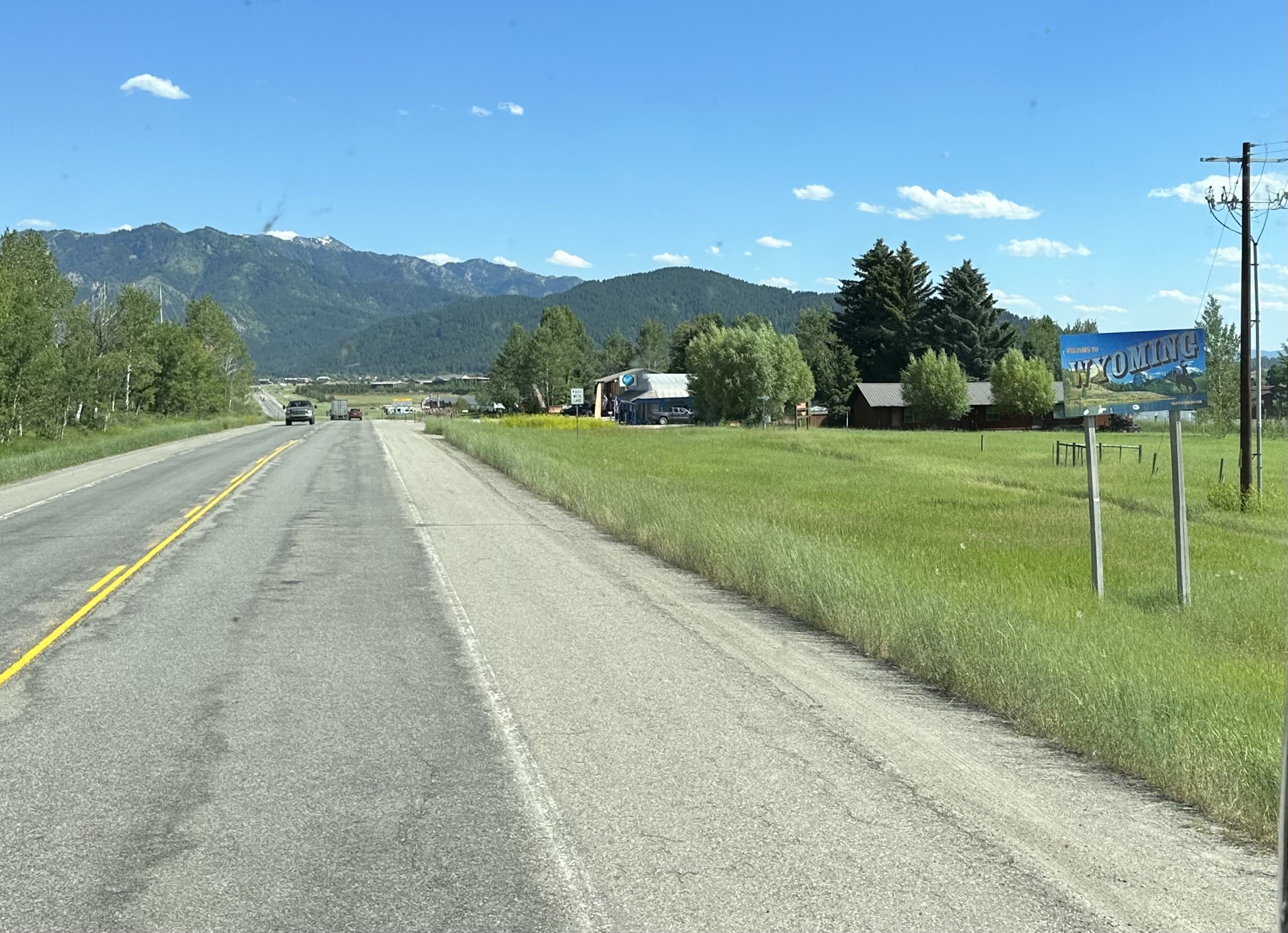 Wyoming sign next to highway