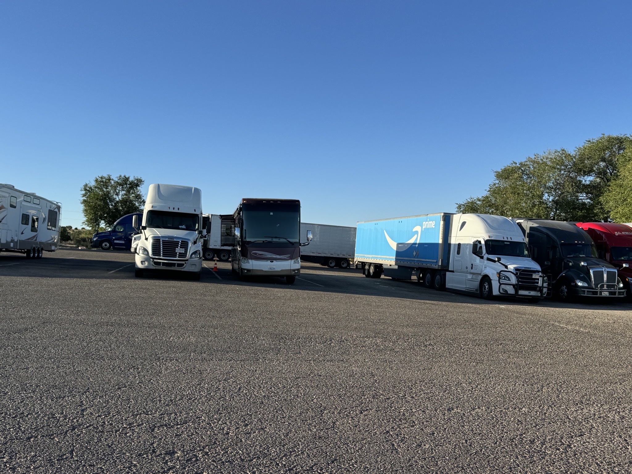 Our coach and trucks at rest area