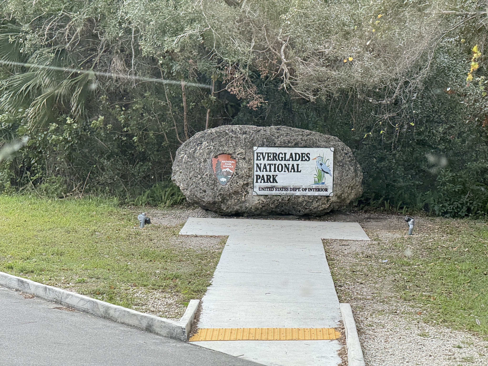 Everglades National Park sign on a rock