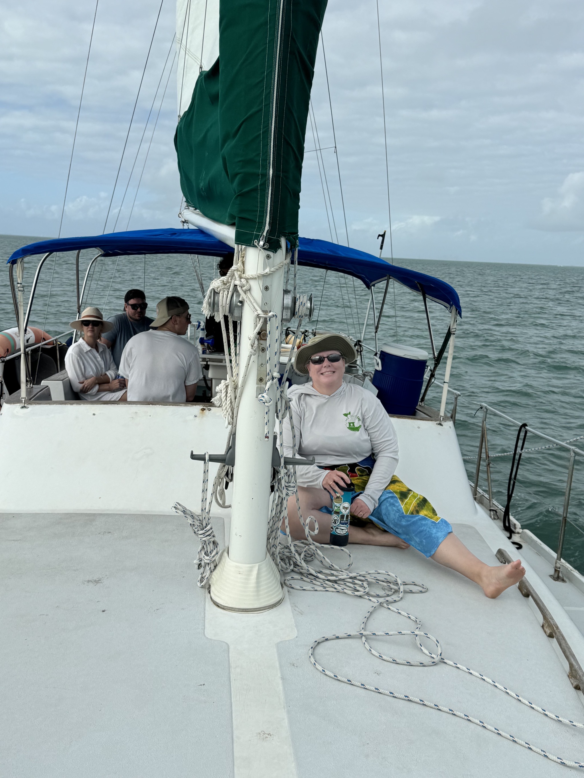 Jenn on a sailboat