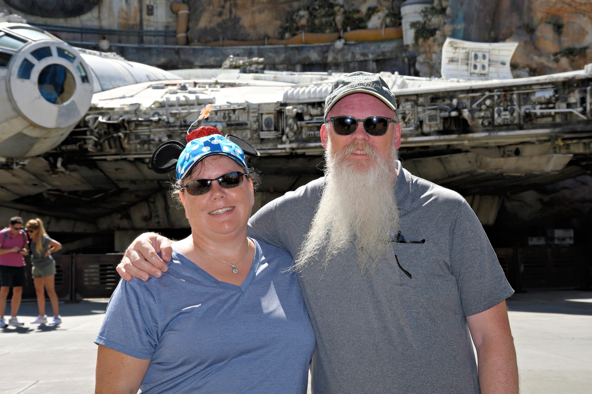 Jenn and David in front of Millennium Falcon