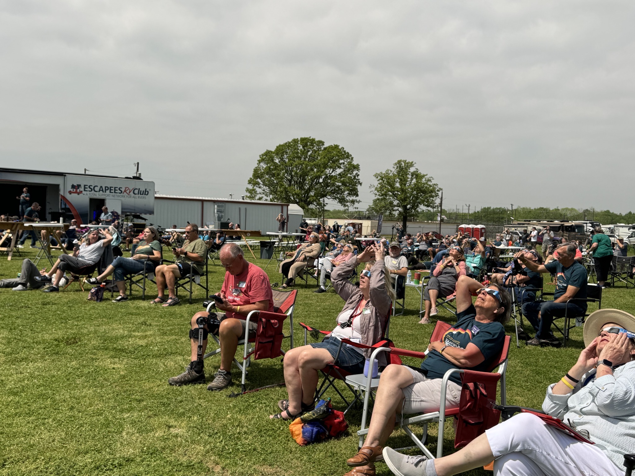 People gathered to watch the eclipse