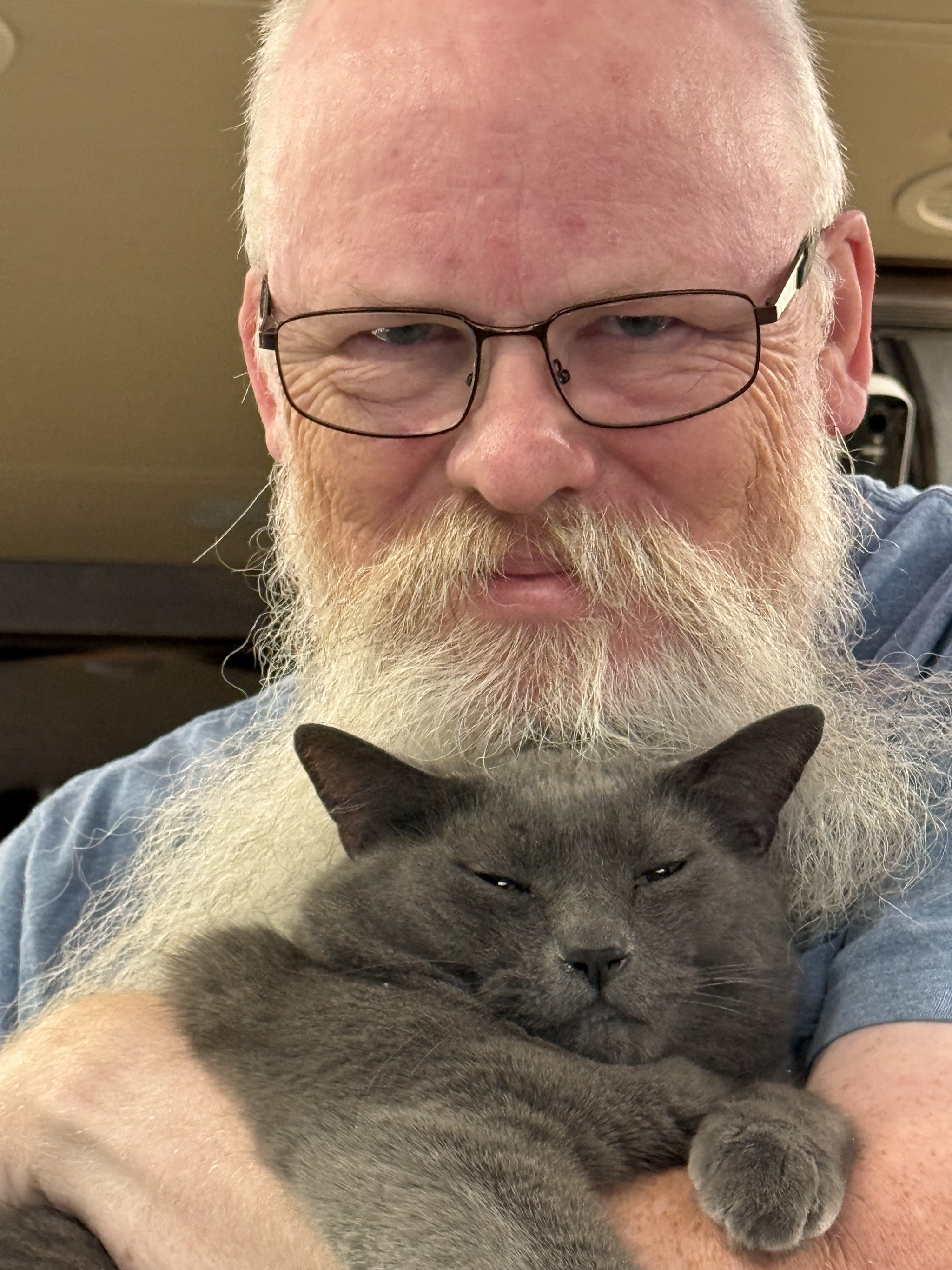 Paladin snuggling with David