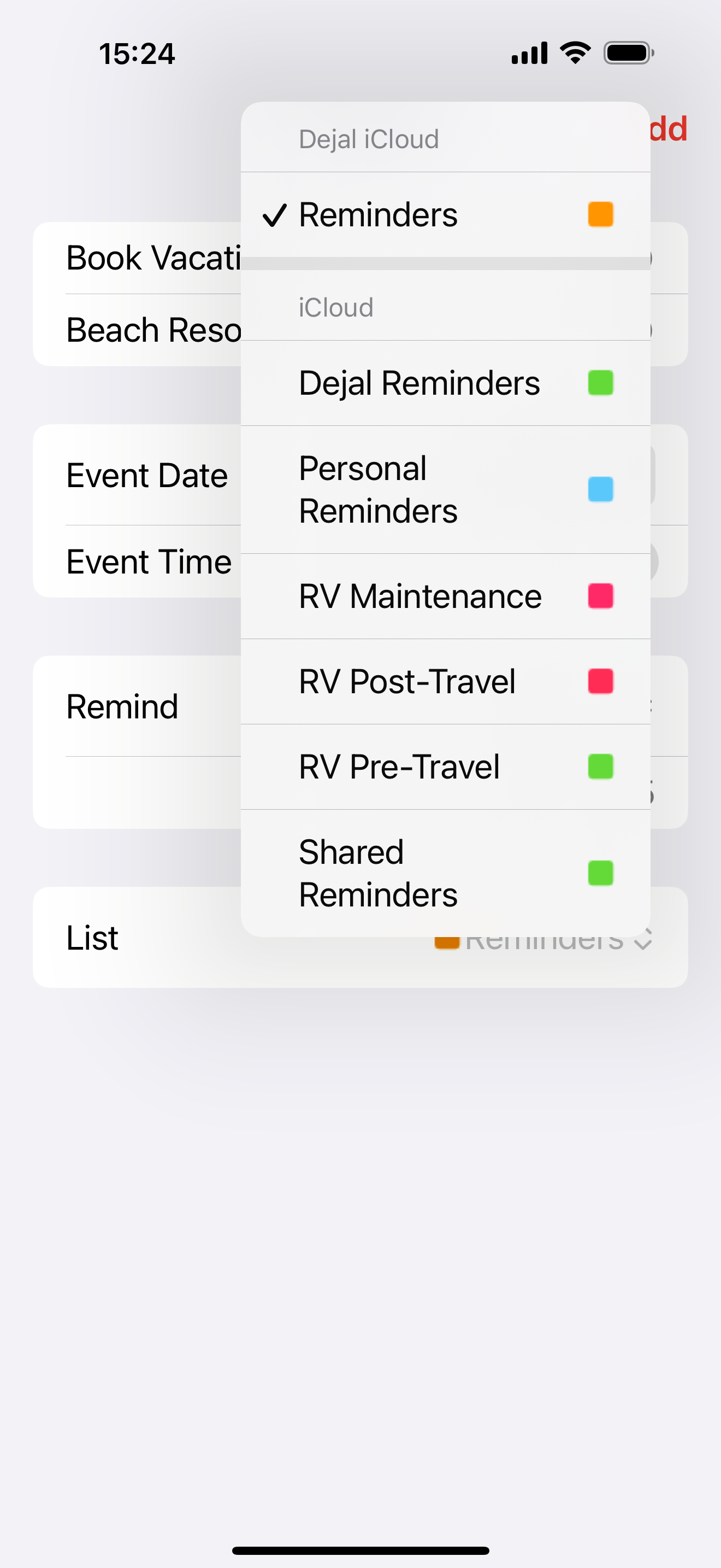 Reminder list