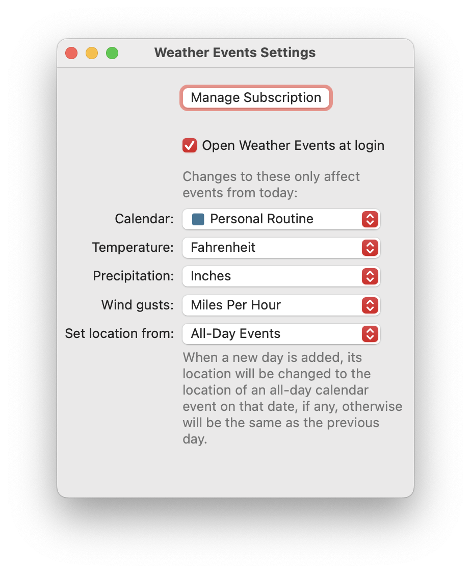 Settings for All-Day Events